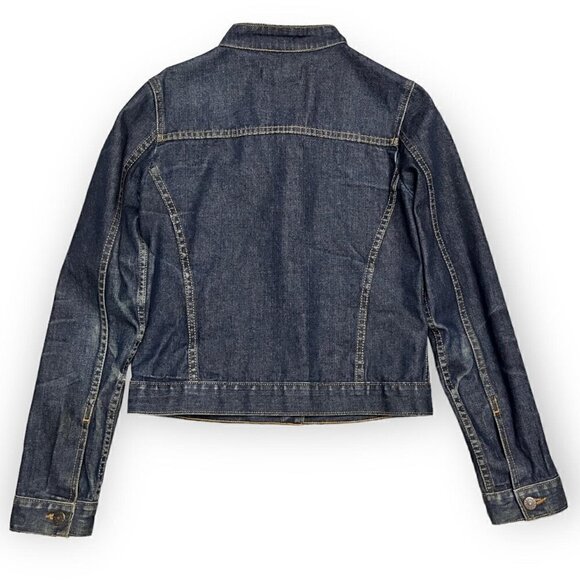Club Monaco Luxury Designer Collarless Cropped Denim Jean Jacket - Womens S - Picture 3 of 4